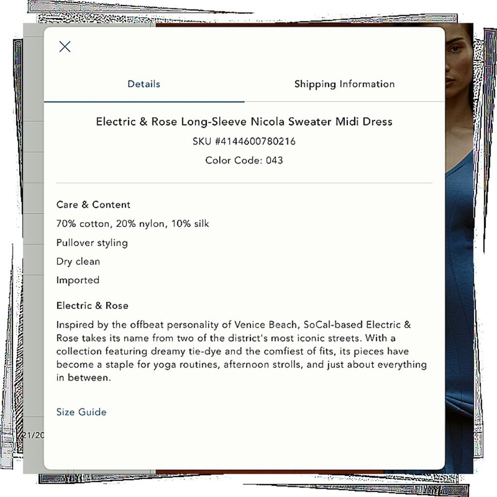 Sapphire Blue Silk Blend Long Sleeve Sweater Dress (XS) by Electric & Rose - Picture 5 of 5